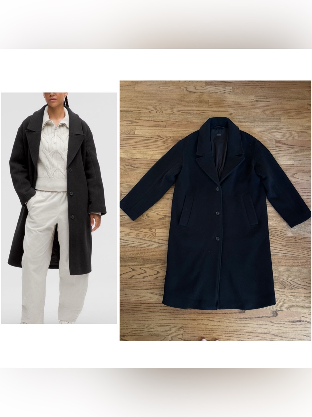 Lululemon women’s wool overcoat